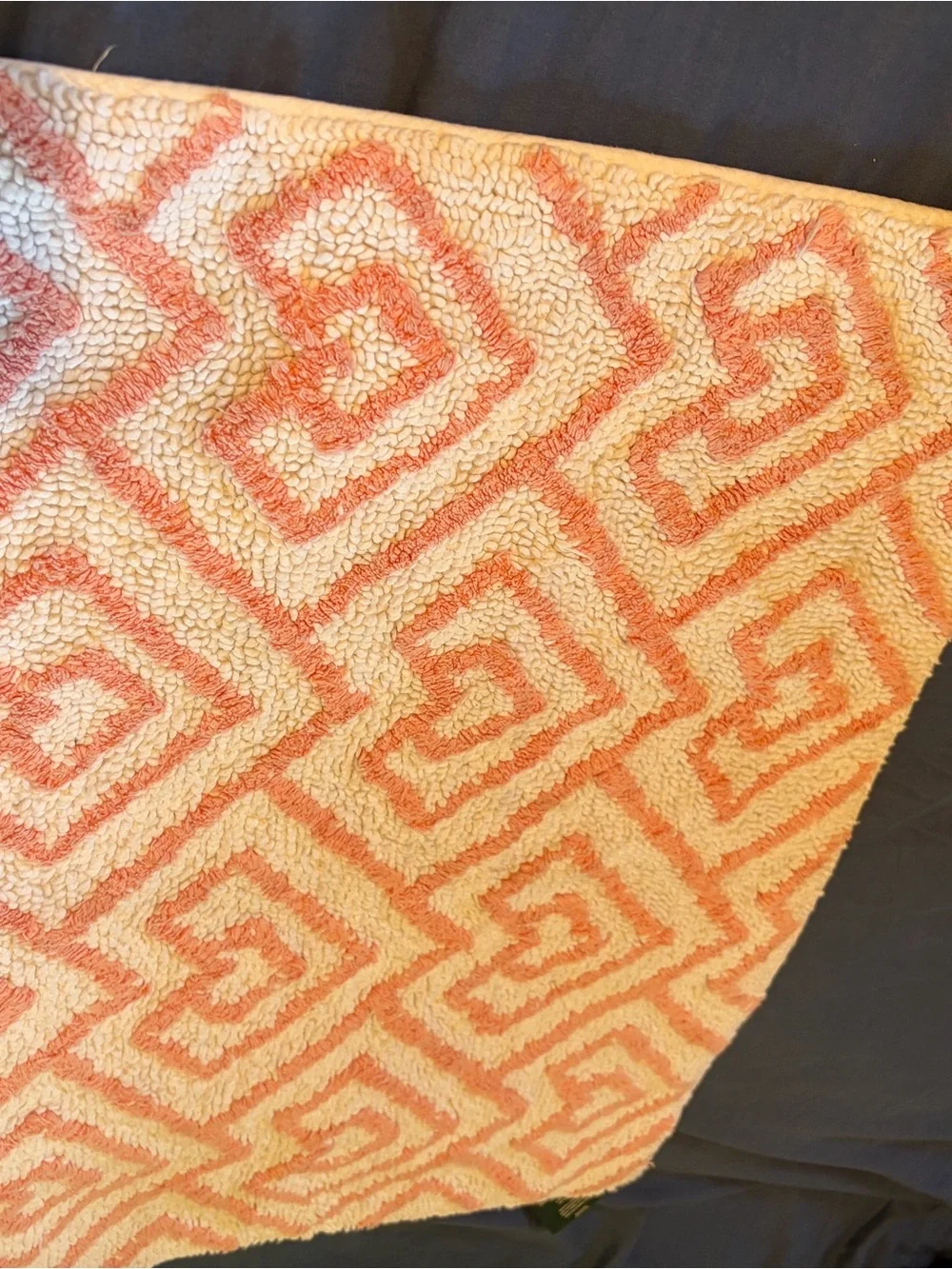 Ralph Lauren Coral and Cream Geometric Door Mat
